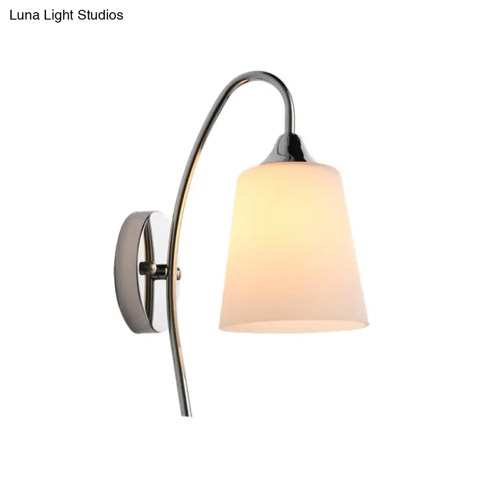 Modern chrome milky glass trumpet wall sconce stairway light