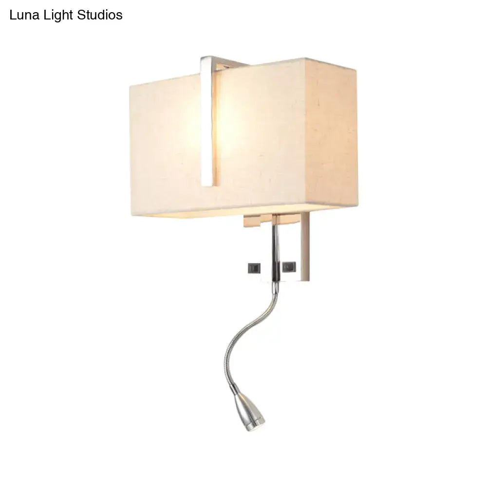 Modern chrome rectangular fabric wall sconce e26 e27 living room light
