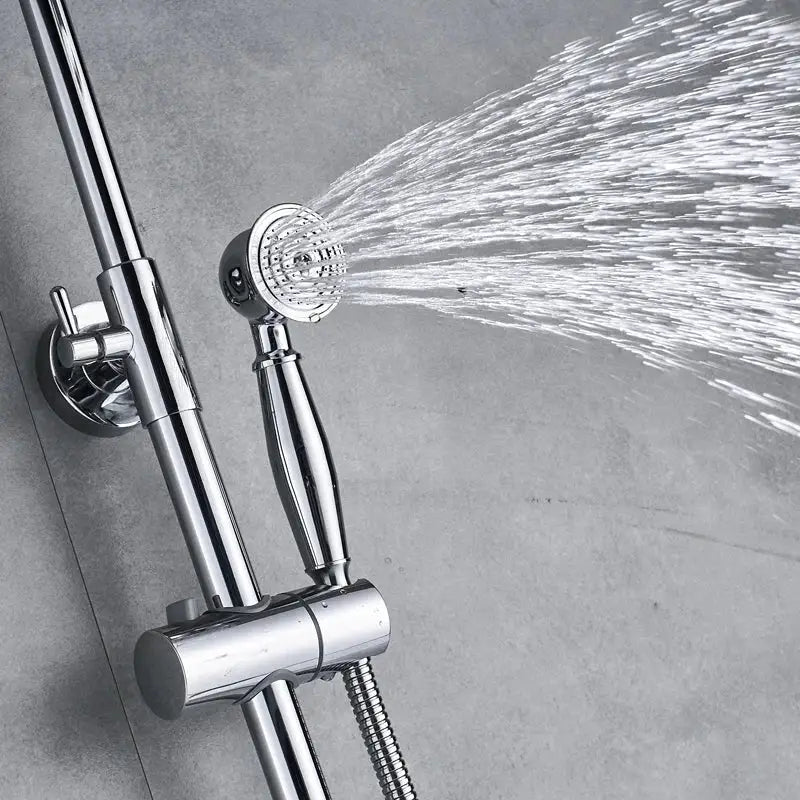 DecorBites™ Brass Shower Mixer Faucet Set with Handshower and 8" Rainfall Head
