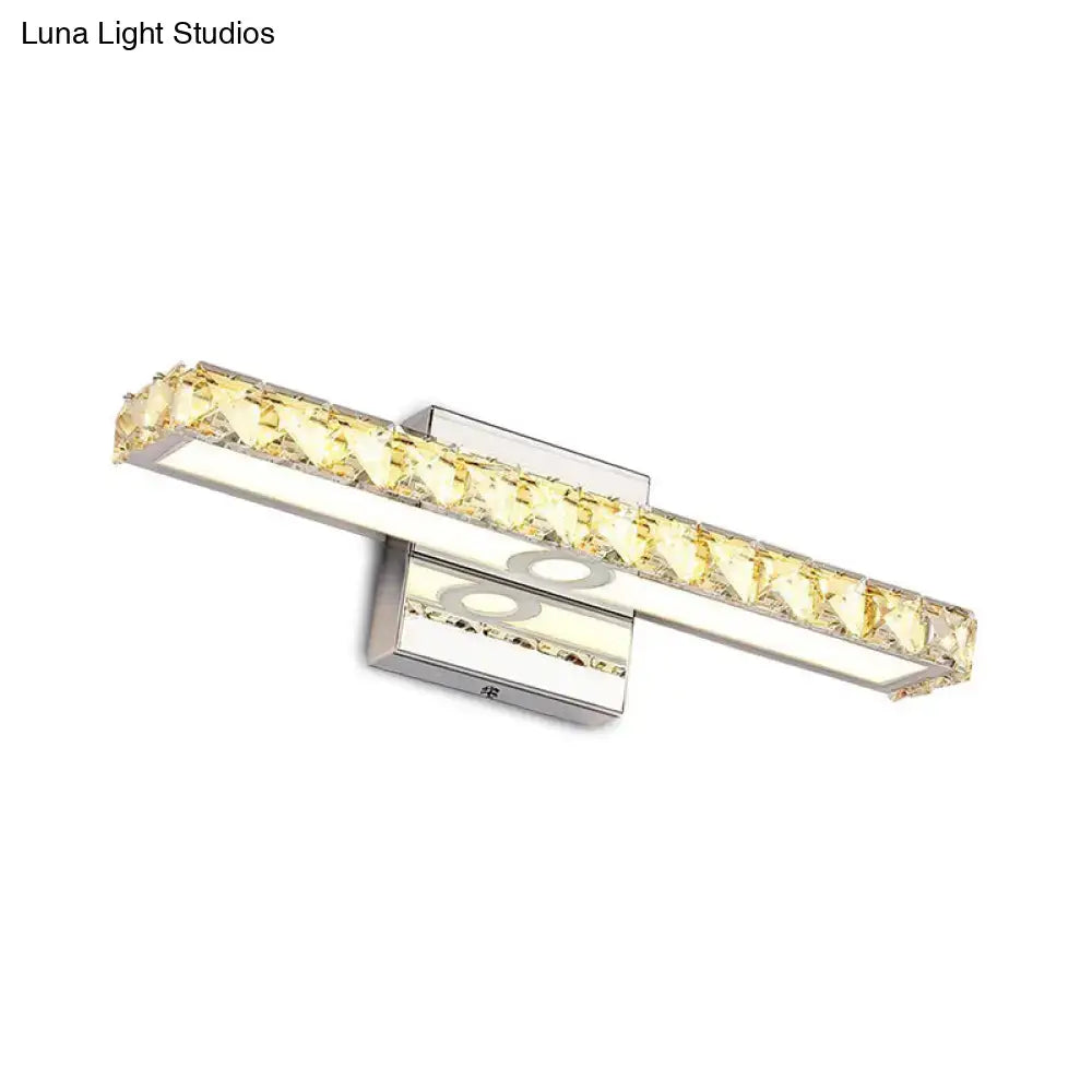 DecorBites™ Modern Crystal Vanity Light: Silver/Champagne Linear Wall Sconce with 1 Light in Warm/White for Bathroom
