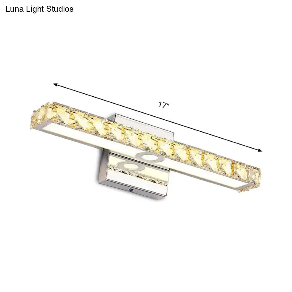 DecorBites™ Modern Crystal Vanity Light: Silver/Champagne Linear Wall Sconce with 1 Light in Warm/White for Bathroom