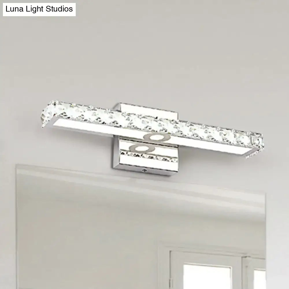 DecorBites™ Modern Crystal Vanity Light: Silver/Champagne Linear Wall Sconce with 1 Light in Warm/White for Bathroom