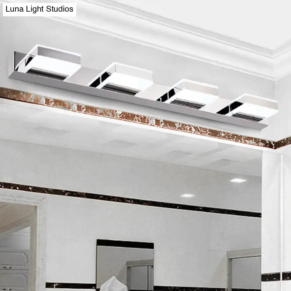 Modern chrome square acrylic vanity light bathroom fixture height