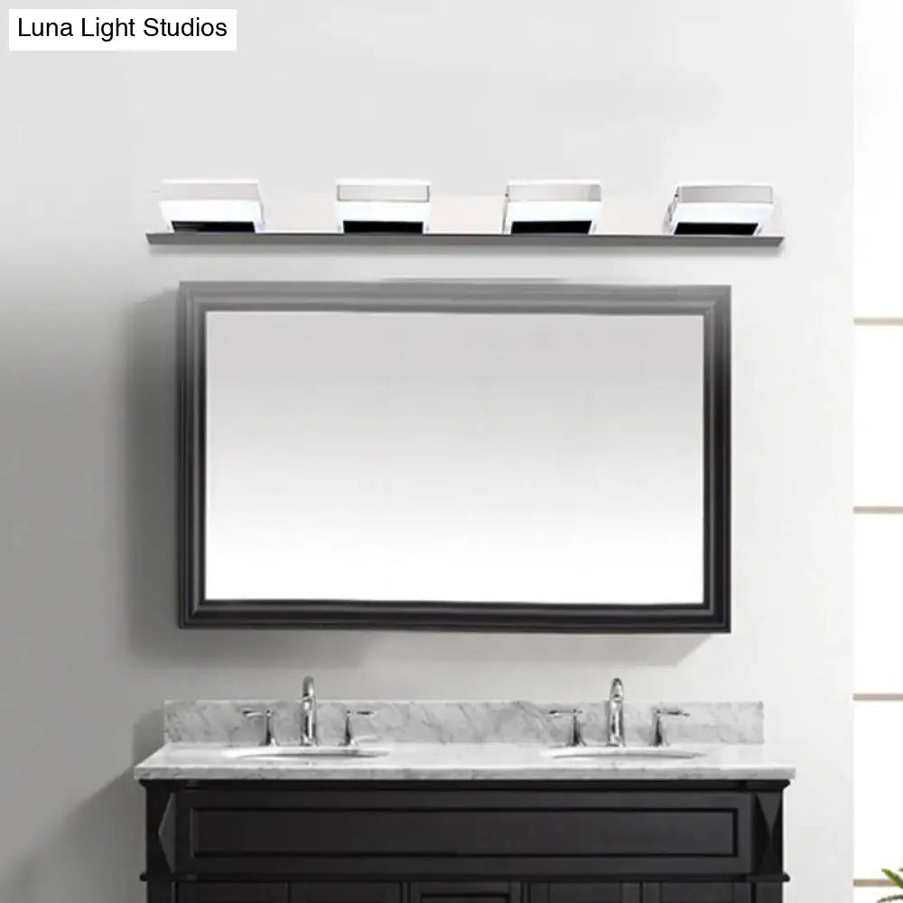 Modern chrome square acrylic vanity light bathroom fixture height