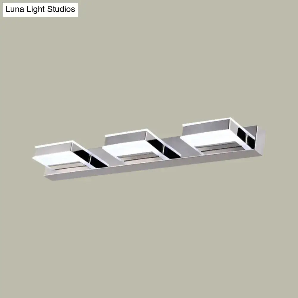Modern chrome square acrylic vanity light bathroom fixture height