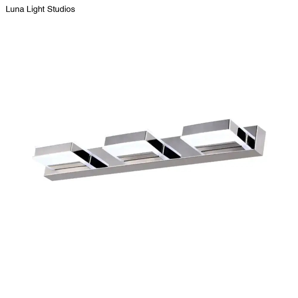Modern chrome square acrylic vanity light bathroom fixture height