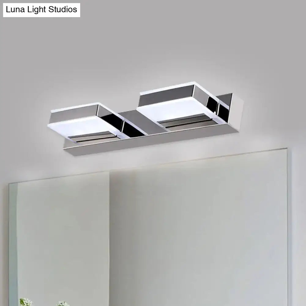Modern chrome square acrylic vanity light bathroom fixture height