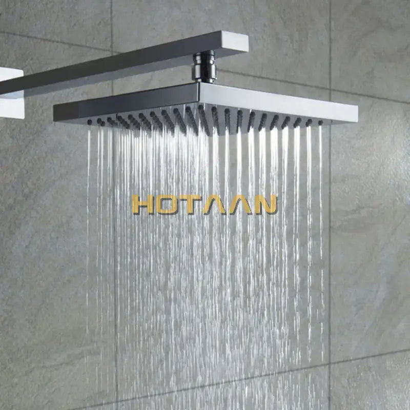 Modern chrome square rain shower set bathroom wall tap