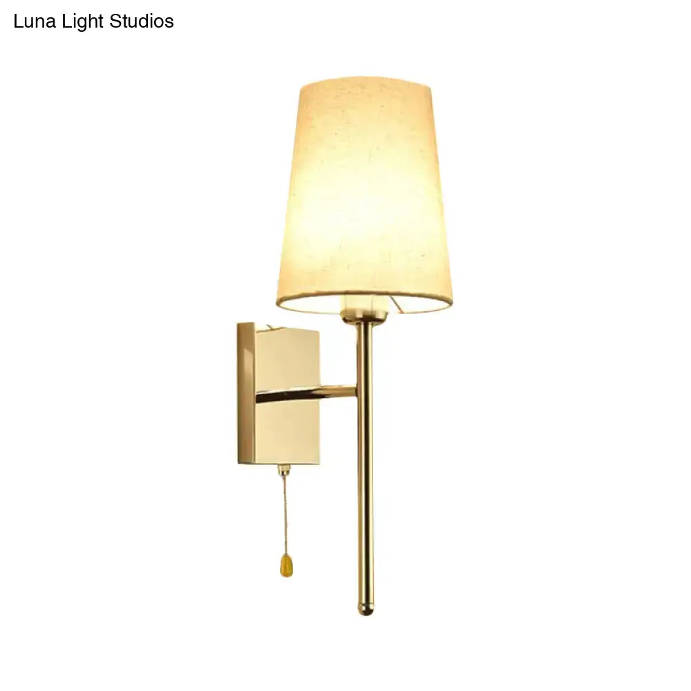 Modern chrome tapered wall sconce – bedroom fabric led light
