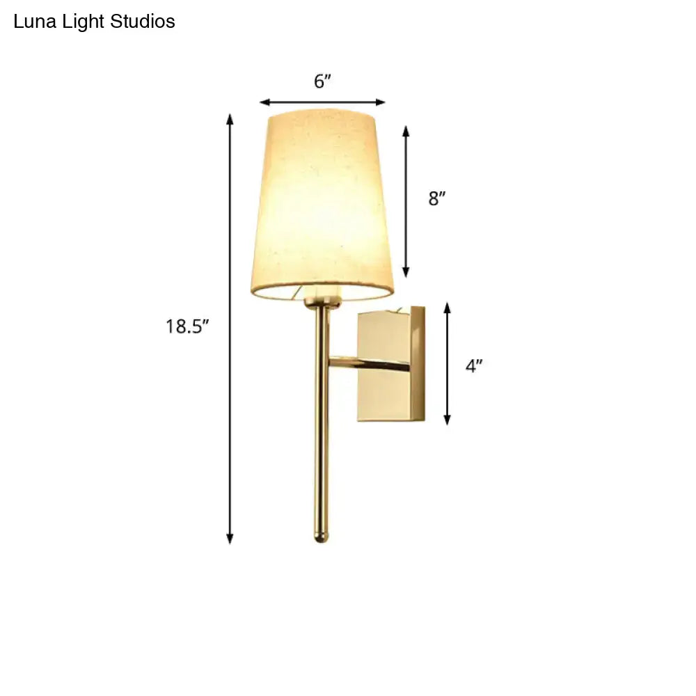 Modern chrome tapered wall sconce – bedroom fabric led light