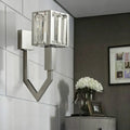 DecorBites™ Modern Rectangular Wall Sconce - Chrome Finish with Clear Crystal Accent