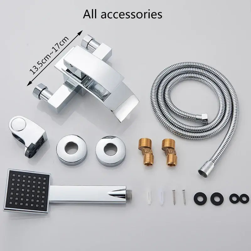 DecorBites™ Black Wall Mount Bathtub Shower Faucet with Waterfall Spout