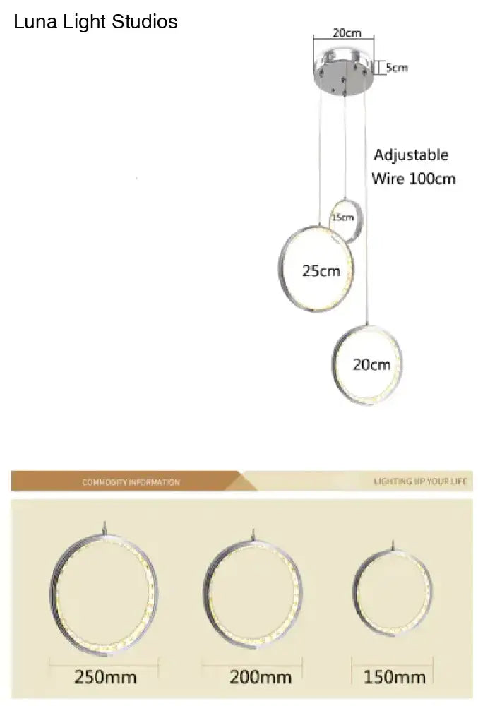 Modern circle led crystal pendant light for dining room