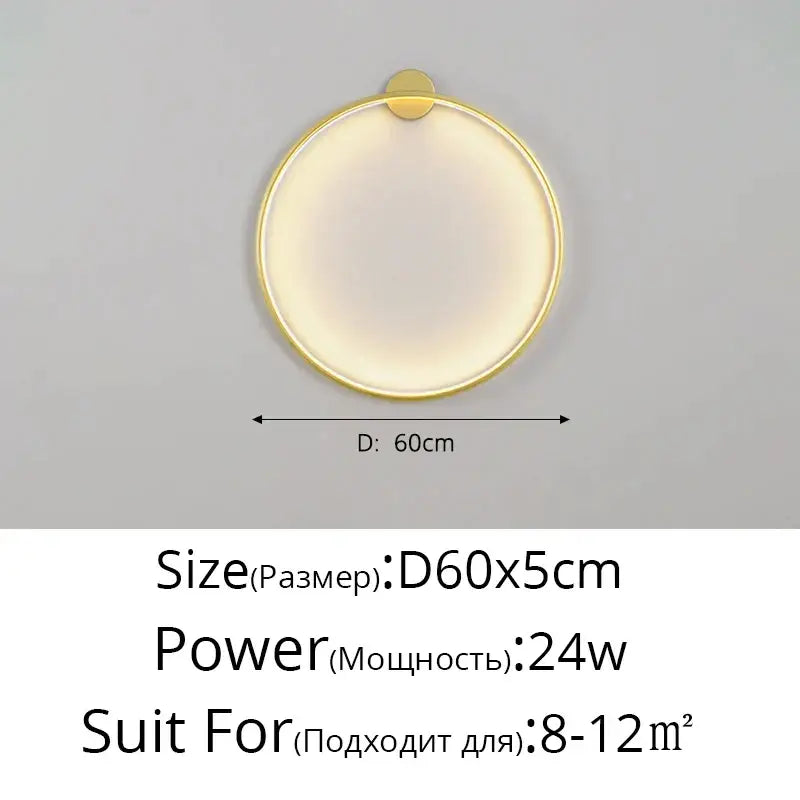 Modern circular black led wall lights for living room decor