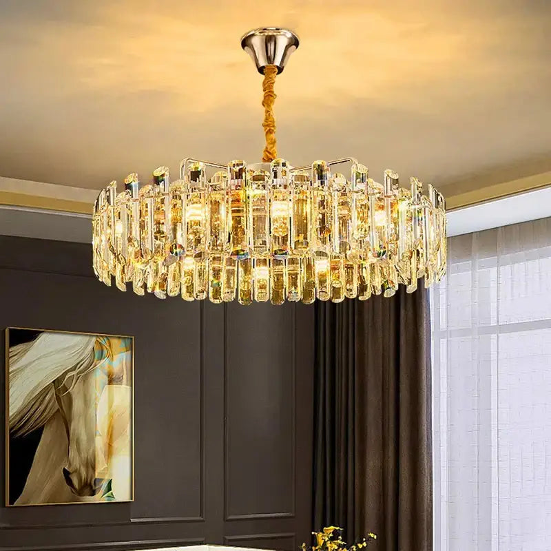 Modern circular crystal chandelier pendant light for dining room