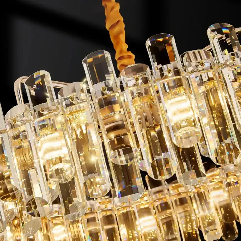 Modern circular crystal chandelier pendant light for dining room