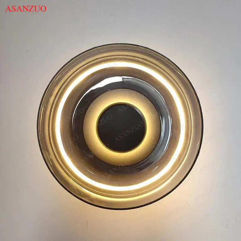 Modern circular glass bowl led wall sconce for bedroom decor