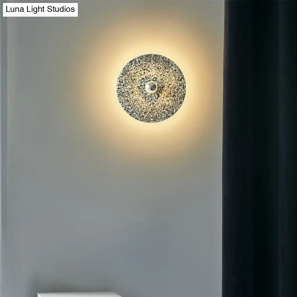 Modern circular terrazzo wall light in beige & lake blue for corridors