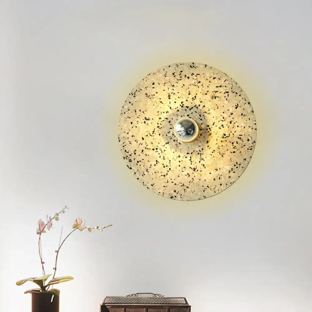Modern circular terrazzo wall light in beige & lake blue for corridors