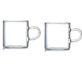 Modern clear 2pc 120ml glass handle coffee cup set for dining room