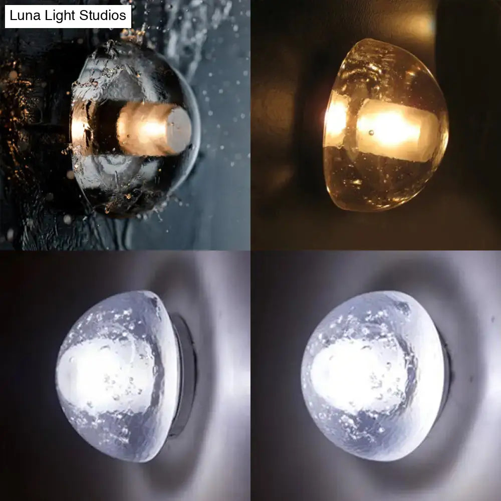 DecorBites™ Modern Clear Bubble Crystal Wall Sconce Hemisphere - Warm/White Light for Hallway & Living Room