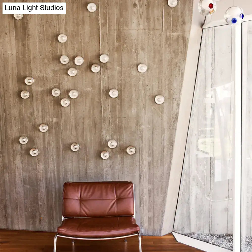 DecorBites™ Modern Clear Bubble Crystal Wall Sconce Hemisphere - Warm/White Light for Hallway & Living Room