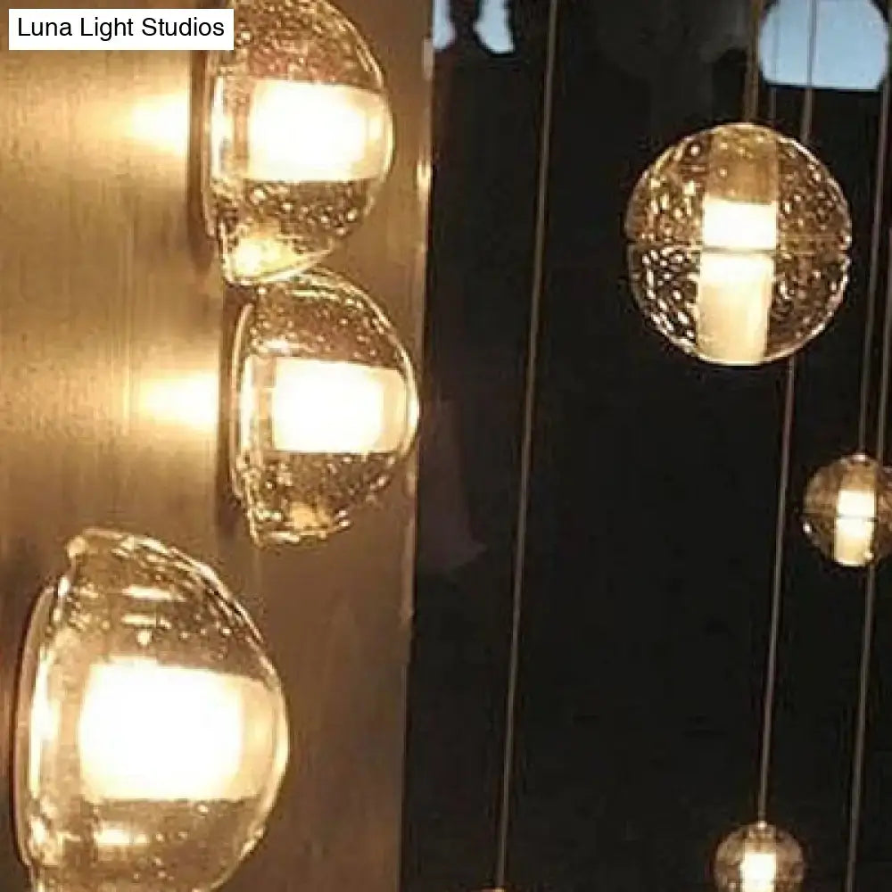 DecorBites™ Modern Clear Bubble Crystal Wall Sconce Hemisphere - Warm/White Light for Hallway & Living Room