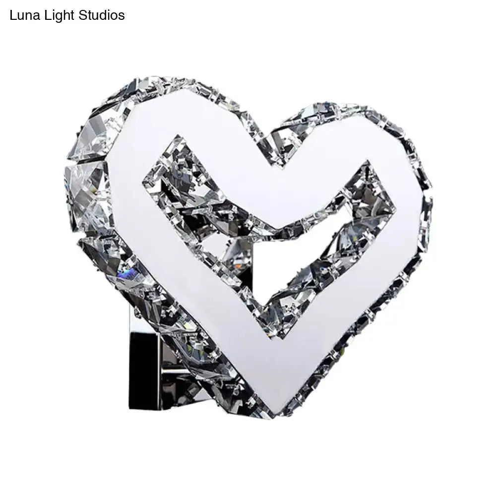 Modern clear crystal heart wall lamp bedroom warm & white light