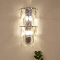 Modern clear crystal tiered wall lamp bedroom chrome sconce kit