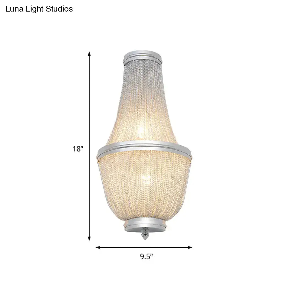 Modern coffee & silver chain wall lamp for bedroom 110v-120v 220v-240v