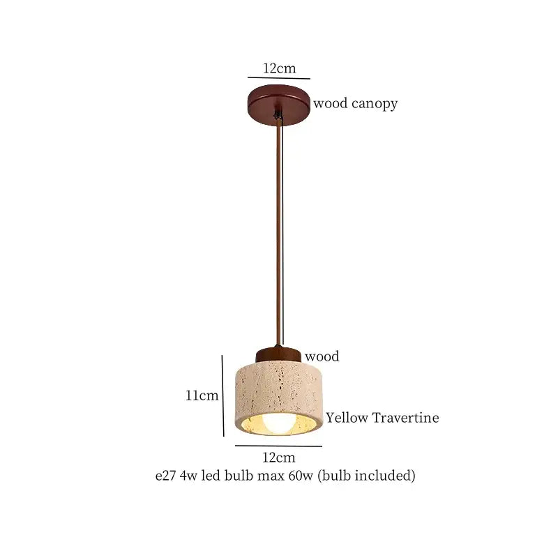 Modern concrete and wood pendant light kitchen led yellow travertine