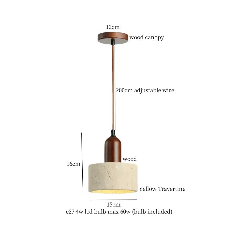 Modern concrete and wood pendant light kitchen led yellow travertine