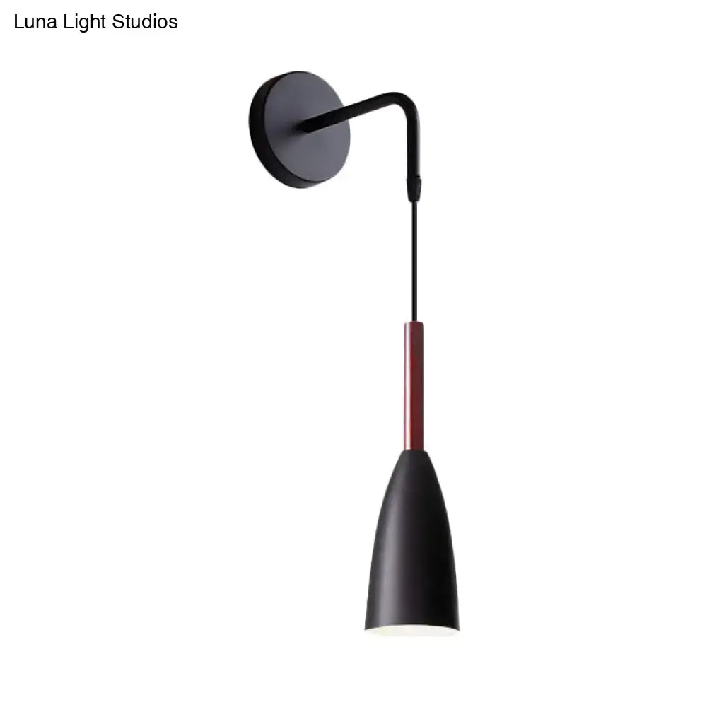Modern conical black wall lamp – bedroom single bulb fixture