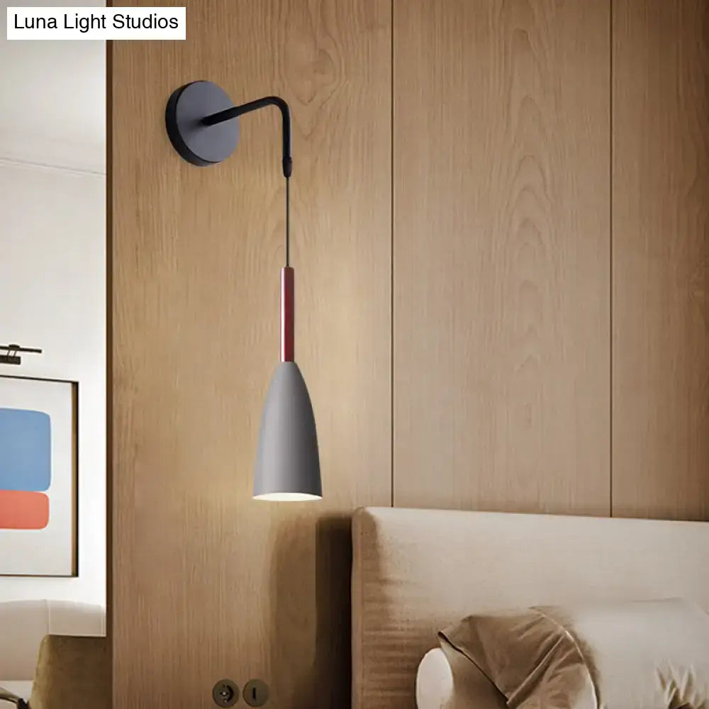 Modern conical black wall lamp – bedroom single bulb fixture