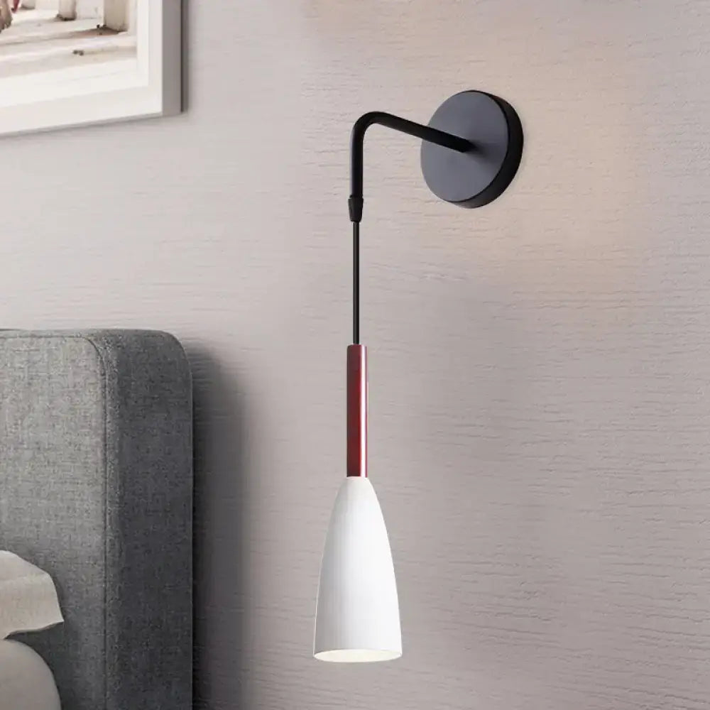 Modern conical black wall lamp – bedroom single bulb fixture