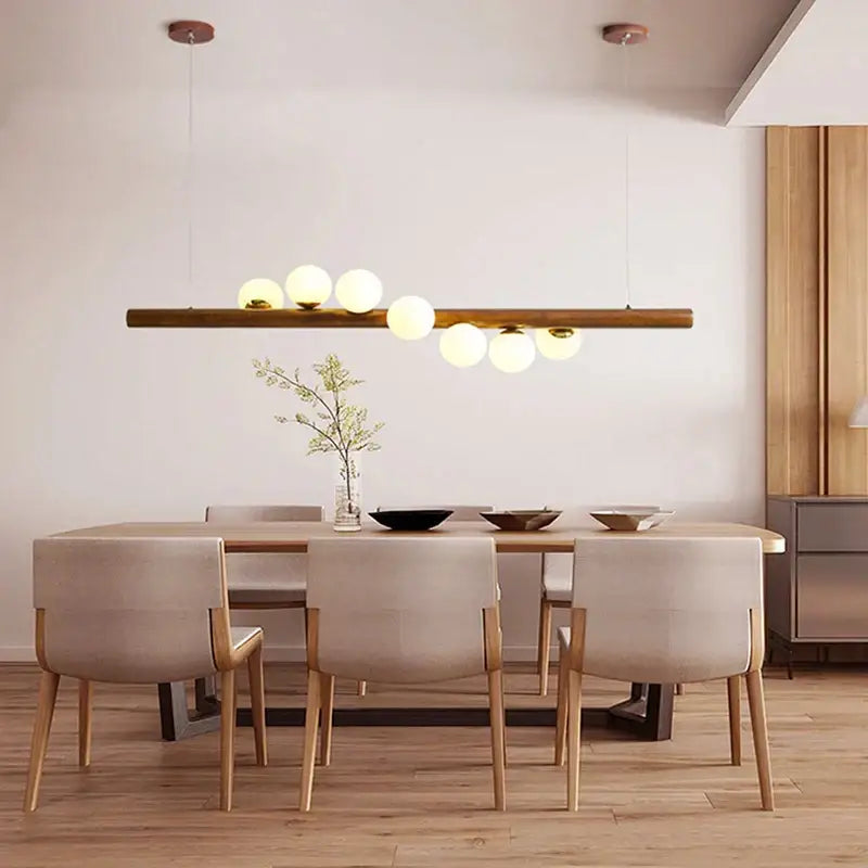 DecorBites™ Burly Wood Walnut Glass Pendant Light for Living Room Bar Foyer