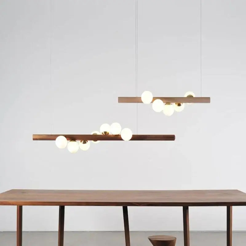 DecorBites™ Burly Wood Walnut Glass Pendant Light for Living Room Bar Foyer