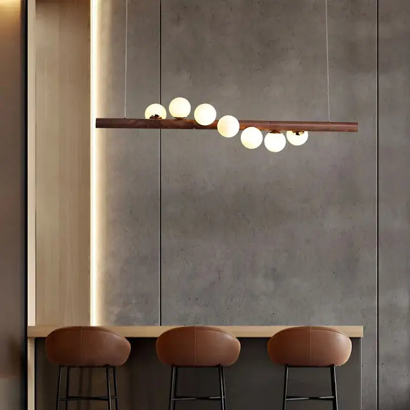 DecorBites™ Burly Wood Walnut Glass Pendant Light for Living Room Bar Foyer