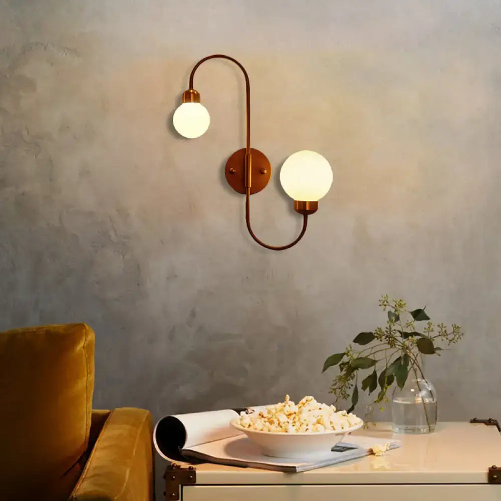DecorBites™ Modern White Glass Wall Mounted Light - 2-Head Spherical Wall Sconce for Living Room