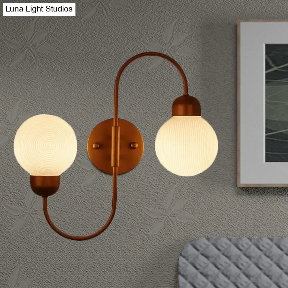 DecorBites™ Modern White Glass Wall Mounted Light - 2-Head Spherical Wall Sconce for Living Room