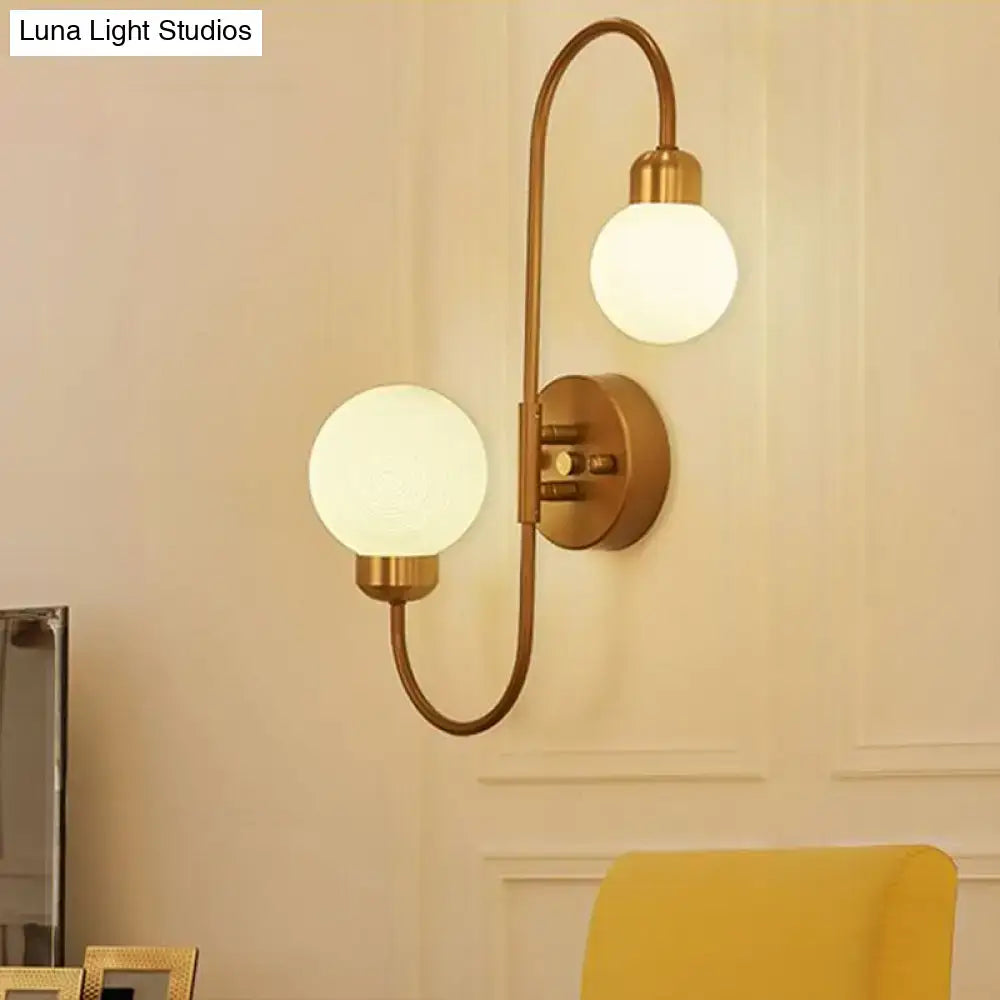 DecorBites™ Modern White Glass Wall Mounted Light - 2-Head Spherical Wall Sconce for Living Room