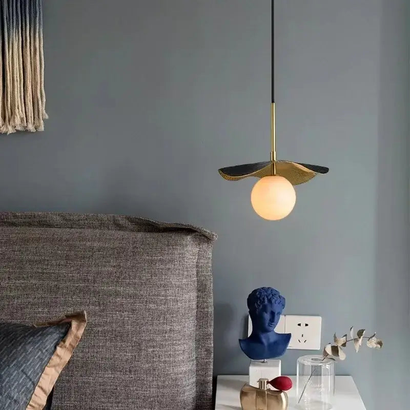 DecorBites™ Copper Bedside Chandelier with Natural Marble Ball for Dining Room, G9 Bulb Lighting