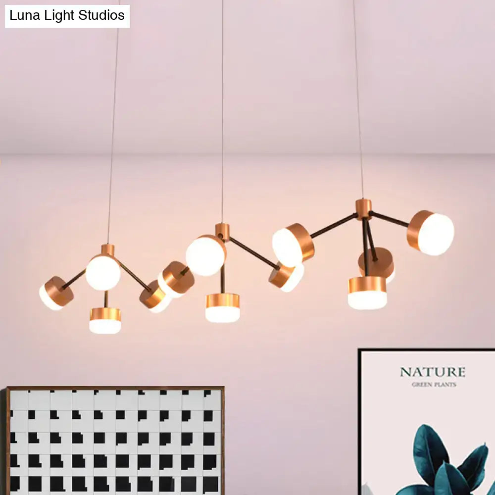 Modern copper & black sputnik ceiling island light for bedroom