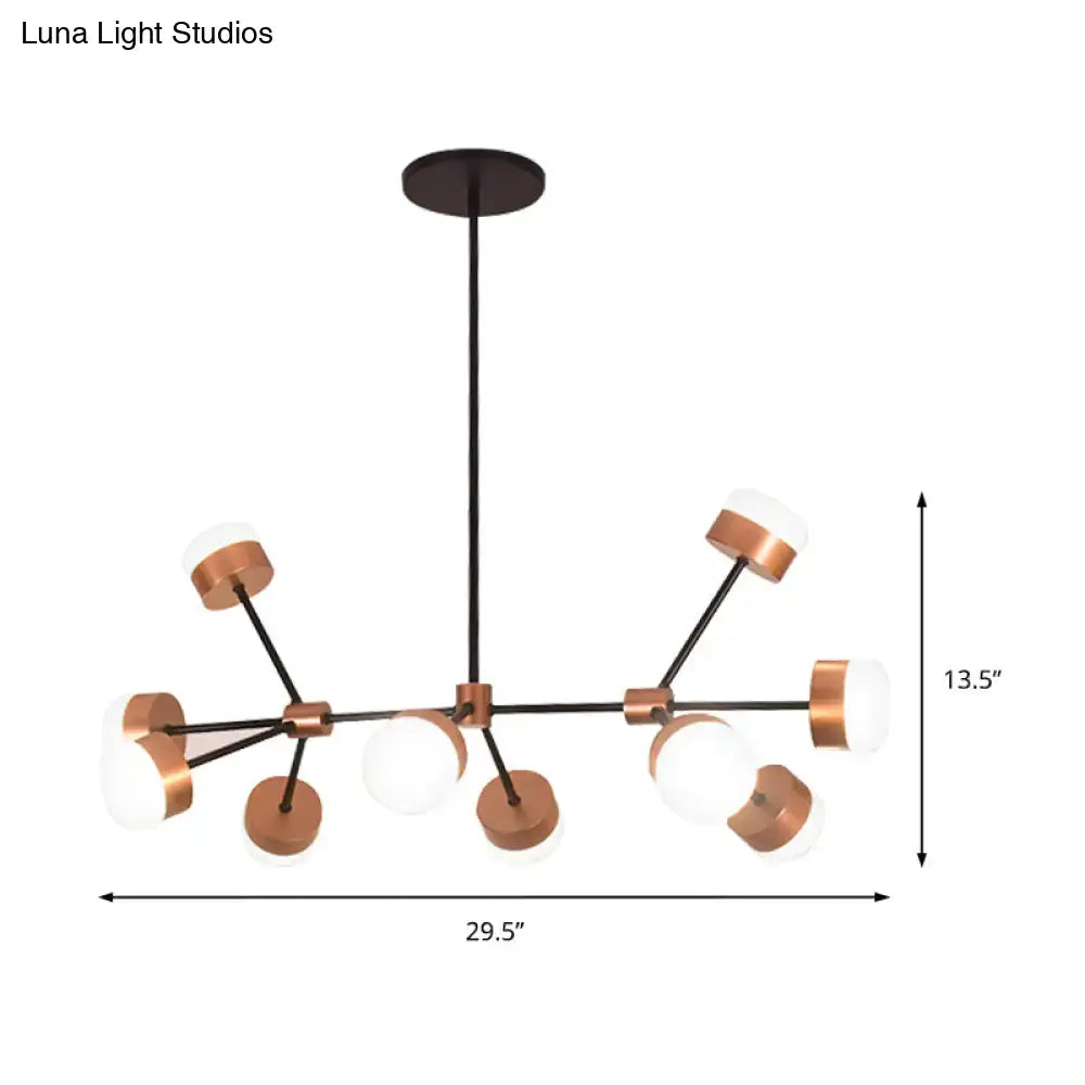 Modern copper & black sputnik ceiling island light for bedroom