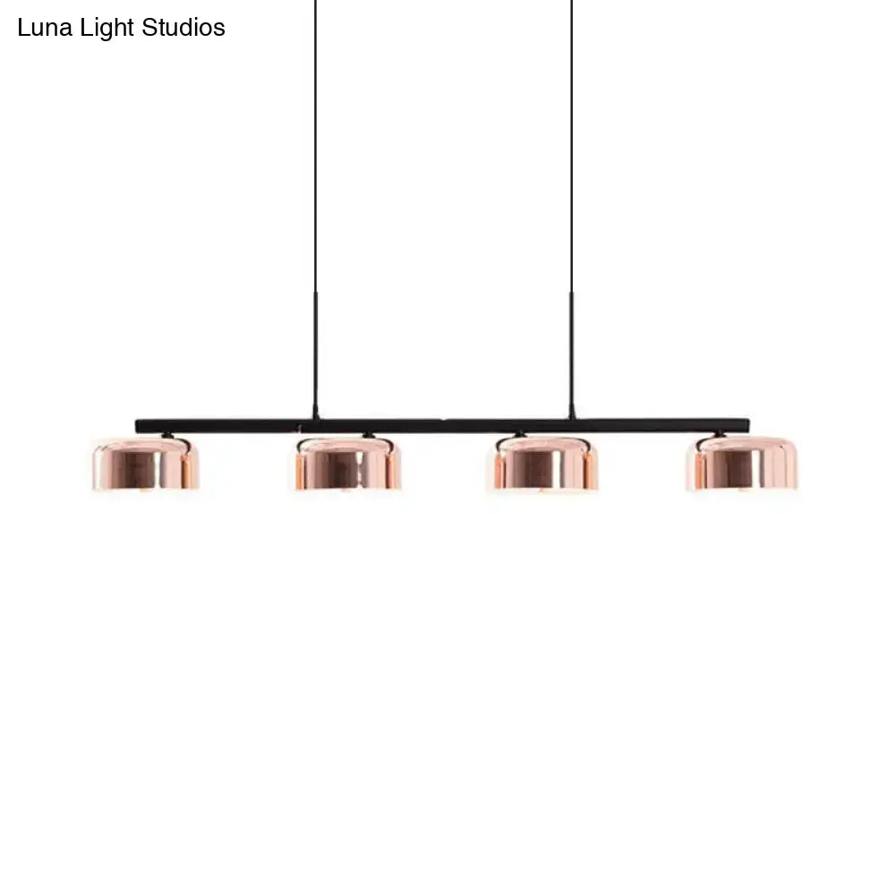 DecorBites™ Contemporary Metal Drum Island Lamp - 4-Head Copper Ceiling Light for Dining Room