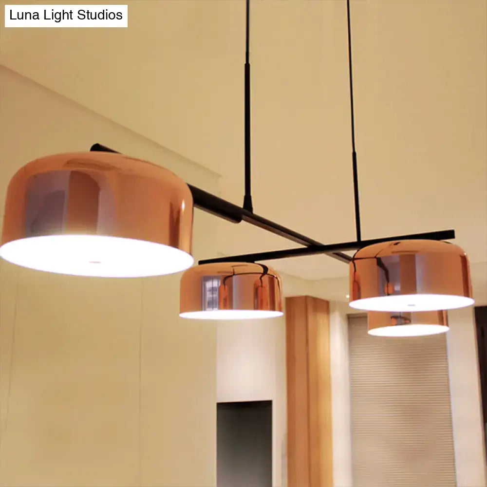 DecorBites™ Contemporary Metal Drum Island Lamp - 4-Head Copper Ceiling Light for Dining Room