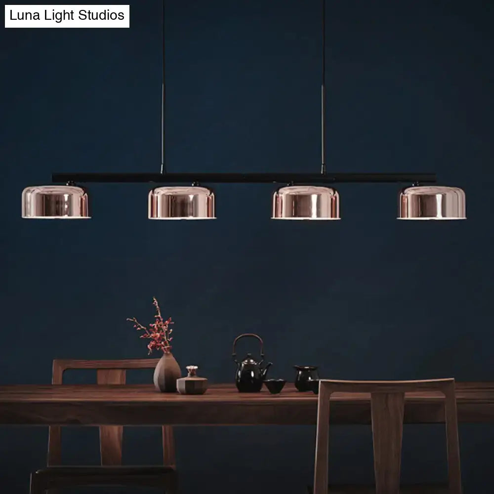DecorBites™ Contemporary Metal Drum Island Lamp - 4-Head Copper Ceiling Light for Dining Room