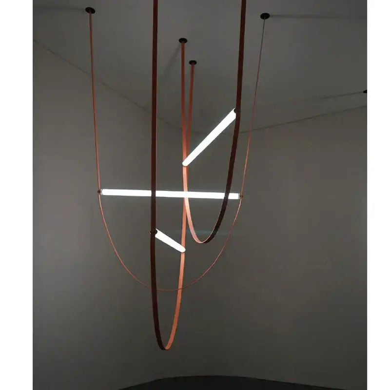 Modern copper decorbites leather belt chandelier for dining room