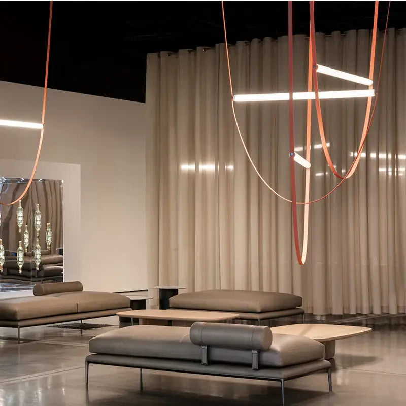 Modern copper decorbites leather belt chandelier for dining room