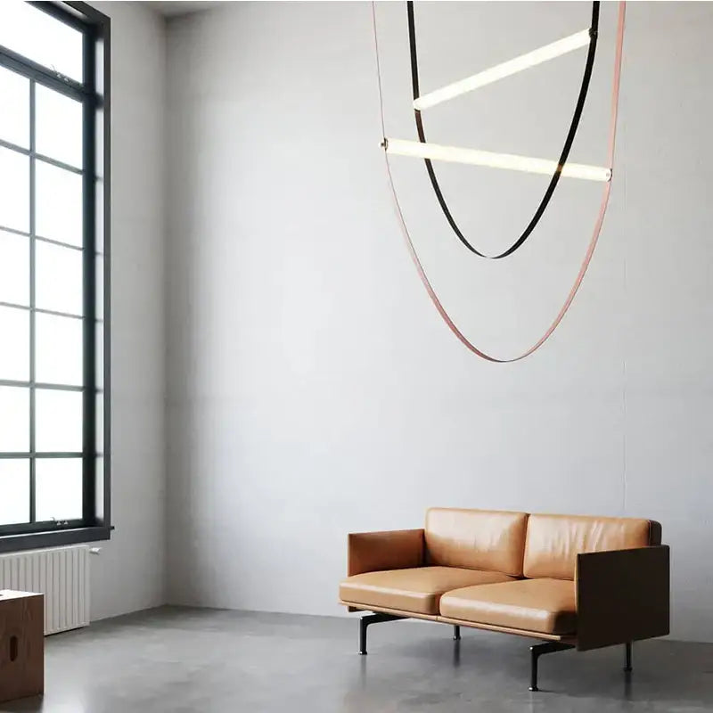 Modern copper decorbites leather belt chandelier for dining room
